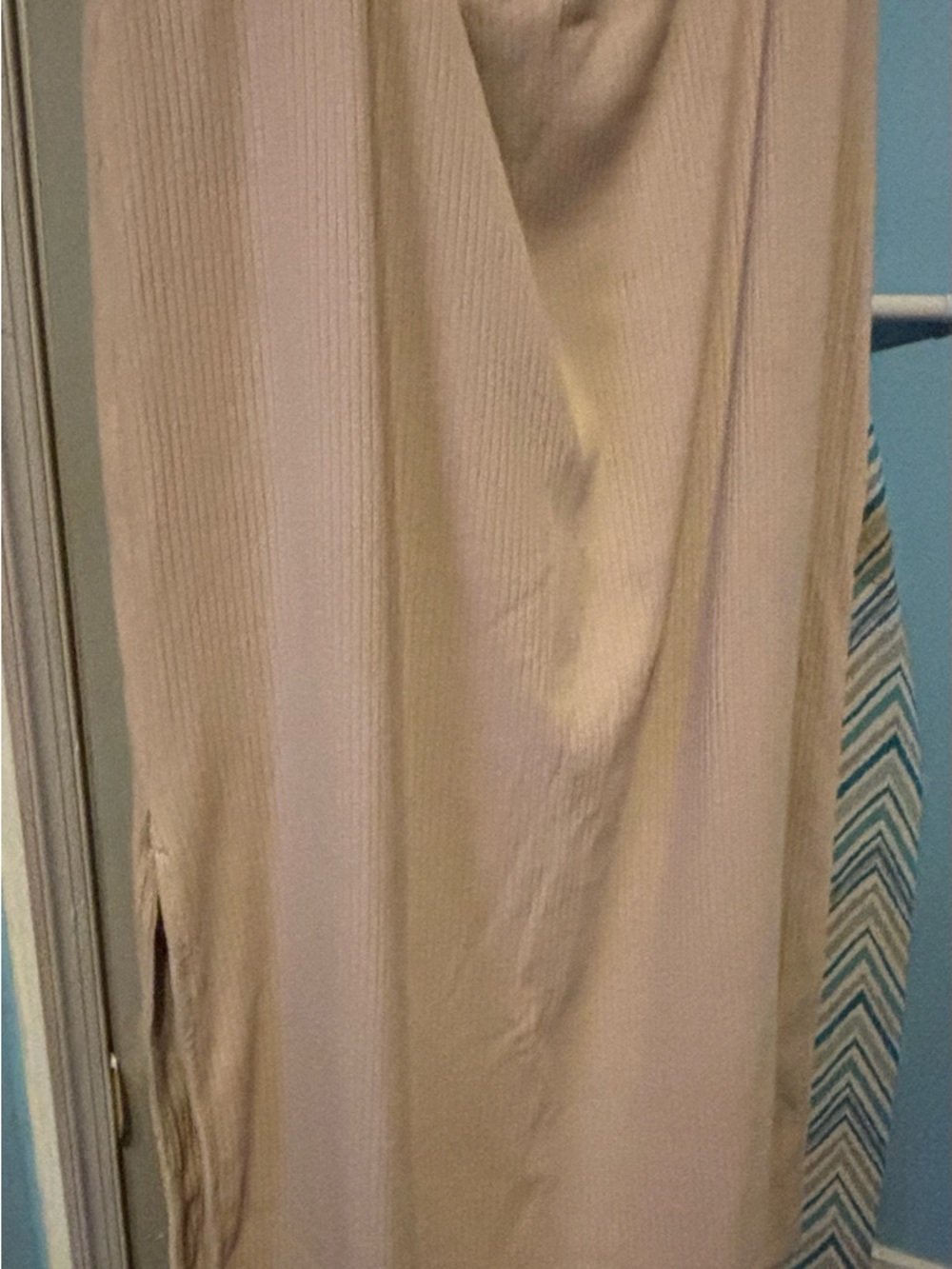 Old Navy Cream Maxi Ribbed Knit Skirt with Side Slit